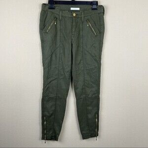 7 for all mankind olive green jogger pants zip hem cropped sz 24